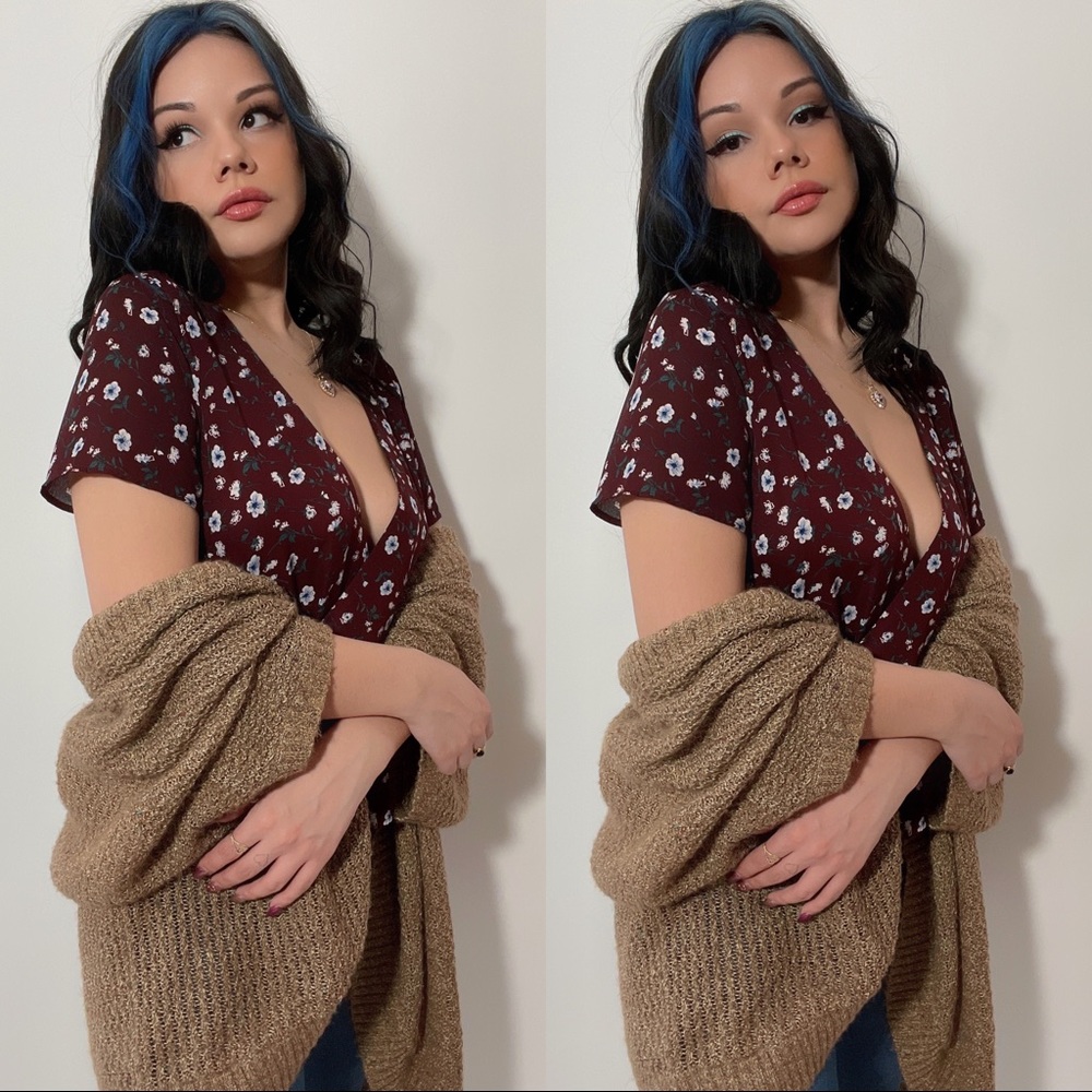 floral top and cardigan set